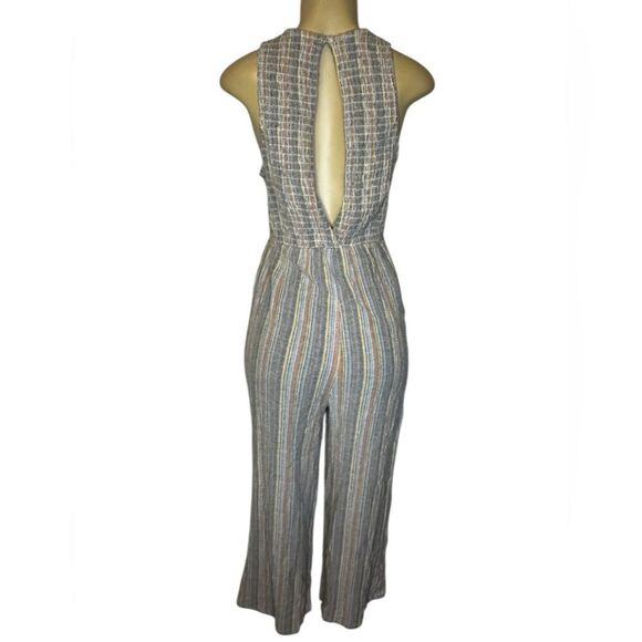 O’Neill dellora Stripe smocked high neck wide leg Jumpsuit size small - Picture 5 of 6